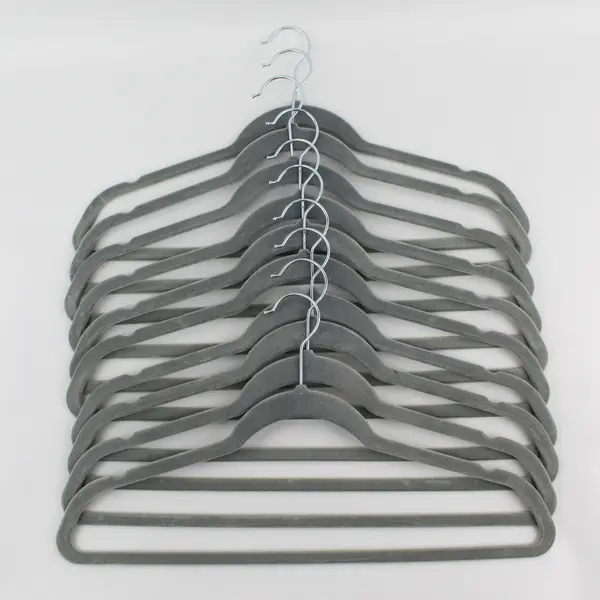 Set of 10 Concepts Gray Flocked Clothes Hangers for Shirts and Pants