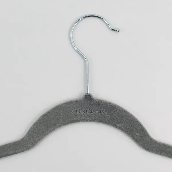 Set of 10 Concepts Gray Flocked Clothes Hangers for Shirts and Pants