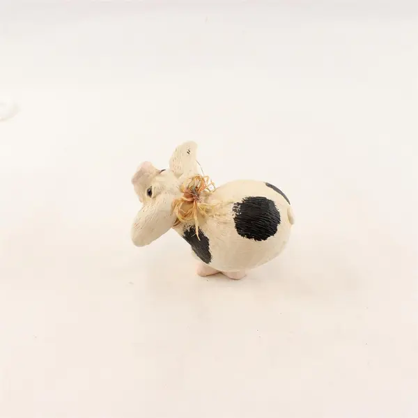 Black & White Spotted Pig Resin Figurine Collectible Farm Animal