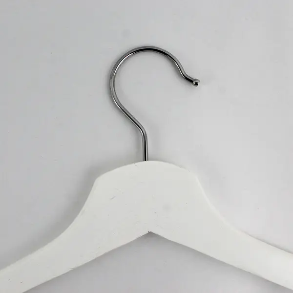 Set of 10 White Wooden Clothes Hangers Shirts and Pants