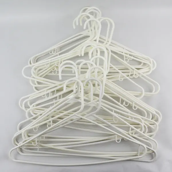 Lot of 25 White Plastic Tubular Clothes Hangers Shirts and Pants