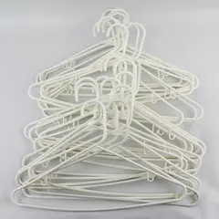 Lot of 25 White Plastic Tubular Clothes Hangers Shirts and Pants