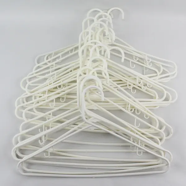 Lot of 25 White Plastic Tubular Clothes Hangers Shirts and Pants