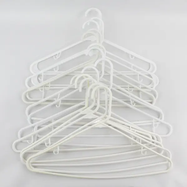 Lot of 14 White Plastic Tubular Clothes Hangers Shirts and Pants