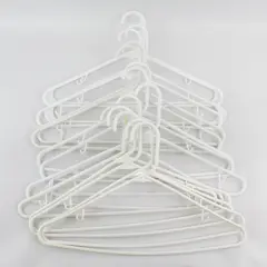 Lot of 14 White Plastic Tubular Clothes Hangers Shirts and Pants