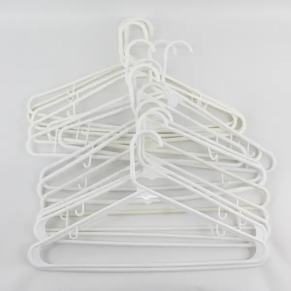 Lot of 14 White Plastic Tubular Clothes Hangers Shirts and Pants