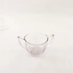 Vintage Etched Glass Double-Handled Sugar Bowl Mid-Century