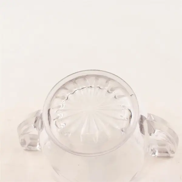Vintage Etched Glass Double-Handled Sugar Bowl Mid-Century