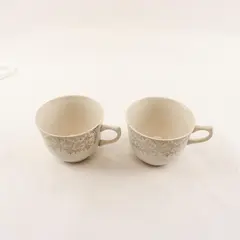 Set of 2 Vintage 1930s Royal Lovelace Pattern Teacup Set Gold Accents
