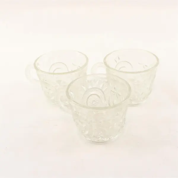 Set of 3 Vintage L.E. Smith Pinwheel & Stars Pressed Glass Punch Cups