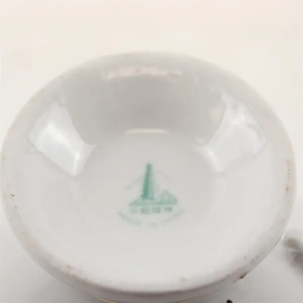 Set of 2 Vintage White Porcelain Teacups Pink Yellow Blue Floral Gold Trim