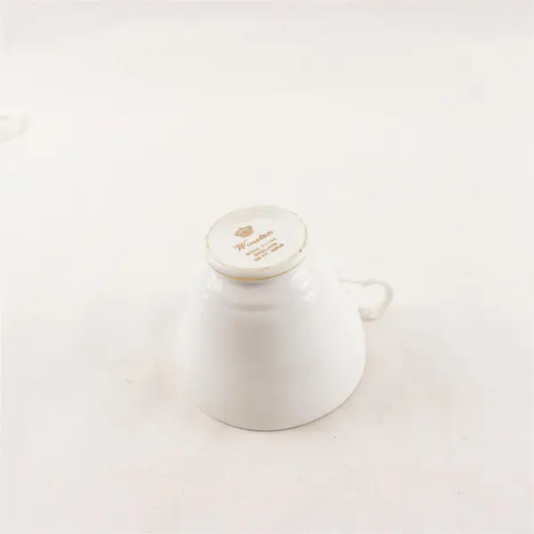 Vintage Winston Bone China Timberline Lodge Ski Souvenir Teacup, Gold Trim