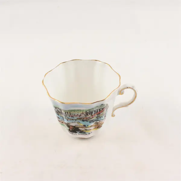 Vintage Royal Grafton Fine Bone China Powell River BC Souvenir Teacup Gold Trim