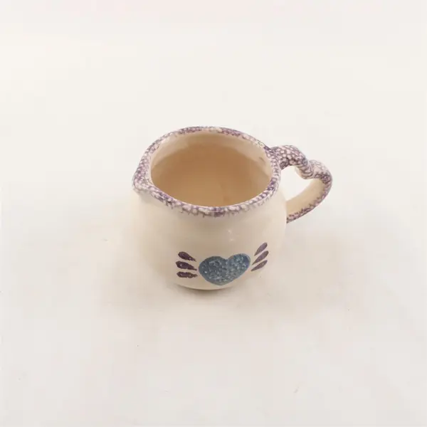 Loomco Pottery Blue Sponge Art Heart Creamer Small Pitcher Vintage