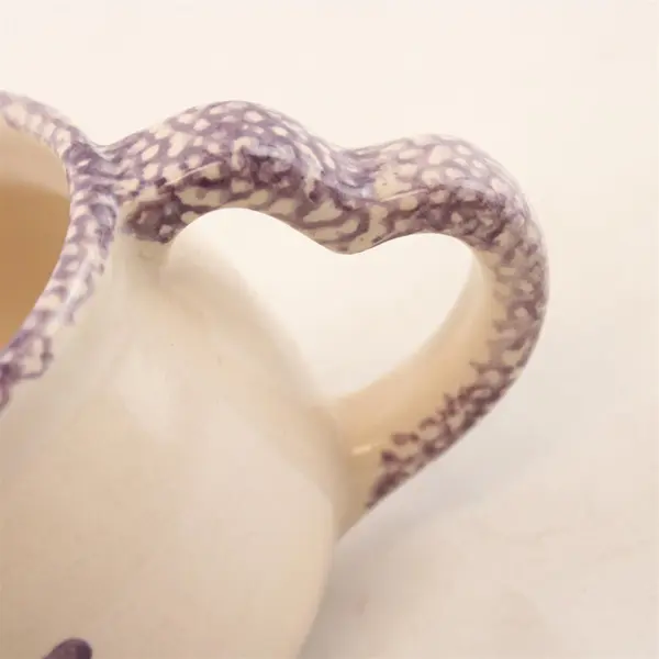 Loomco Pottery Blue Sponge Art Heart Creamer Small Pitcher Vintage