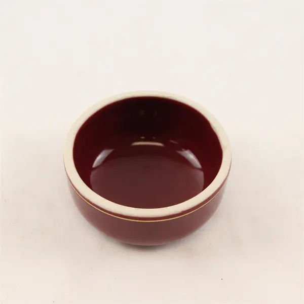 Maroon Porcelain Jar Lid Pink Peony Gold Accents - Lid Only