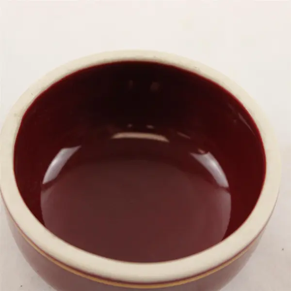 Maroon Porcelain Jar Lid Pink Peony Gold Accents - Lid Only