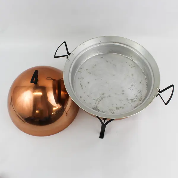 Vintage Round Domed Lid Copper Chafing Dish 15.5"