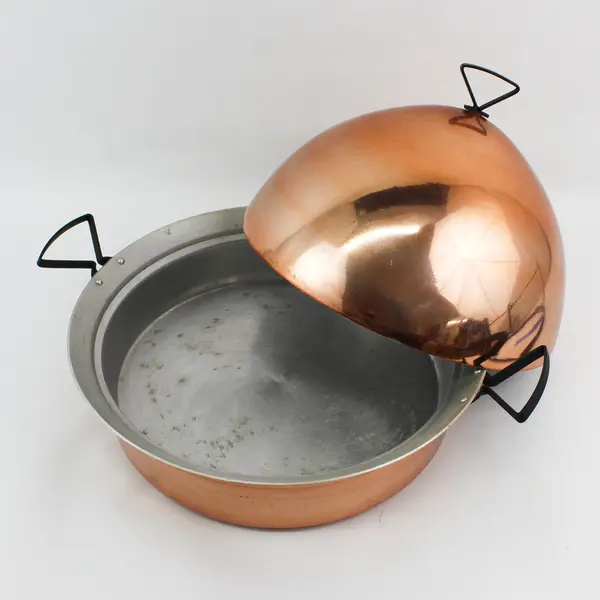 Vintage Round Domed Lid Copper Chafing Dish 15.5"
