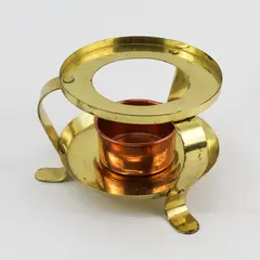 Vintage Round Brass Fondue Pot Stand With Copper Candle Holder