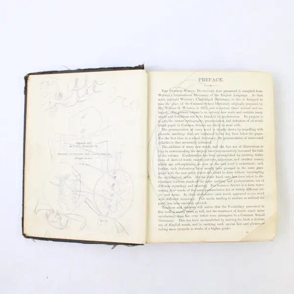 Antique Webster's Common School Dictionary of the English Language 1892  HC 