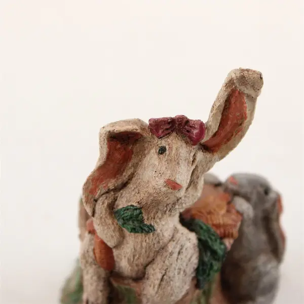 Chrysalis Collectibles Signed L. Pfaller 1989 Resin Rabbits on Stump Figurine