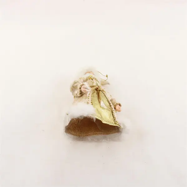 Vintage Gold Santa Ornament Shimmery Robe 6in Christmas Collectible