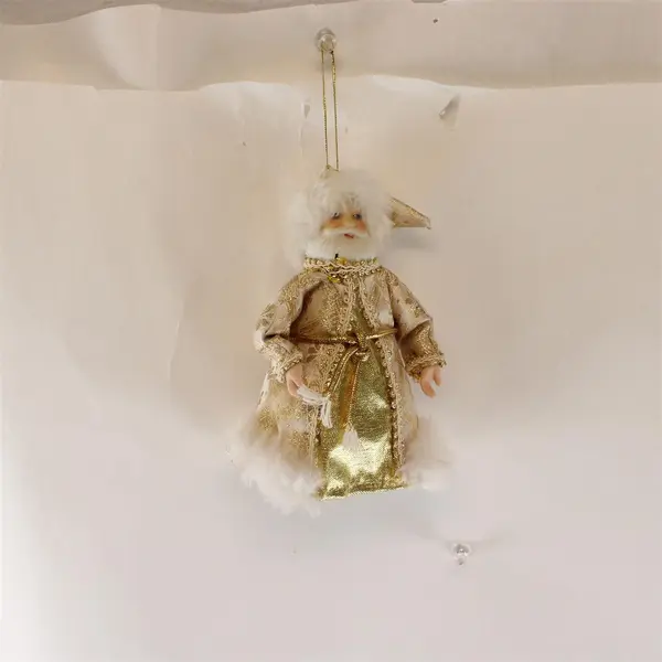 Vintage Gold Santa Ornament Shimmery Robe 6in Christmas Collectible