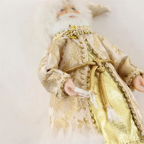 Vintage Gold Santa Ornament Shimmery Robe 6in Christmas Collectible