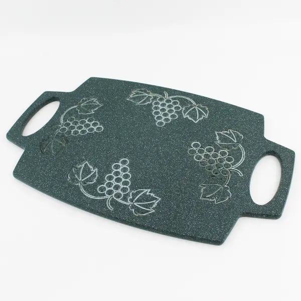 Green Marble Cutting Board Etched Grape Cluster Pattern 15.25" Long