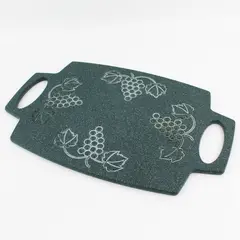 Green Marble Cutting Board Etched Grape Cluster Pattern 15.25" Long