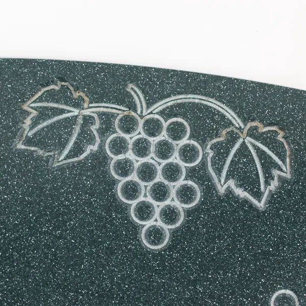 Green Marble Cutting Board Etched Grape Cluster Pattern 15.25" Long