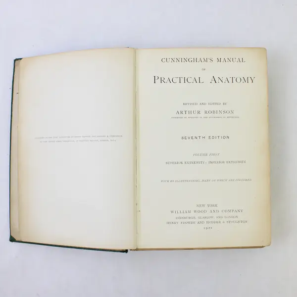 Antique Cunningham's Manual of Practical Anatomy 1921 7th Ed Volume First HC