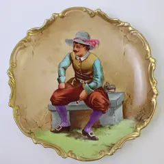 Antique Limoges Coronet Hand Painted Cavalier Plate 10" Le Pic Signed