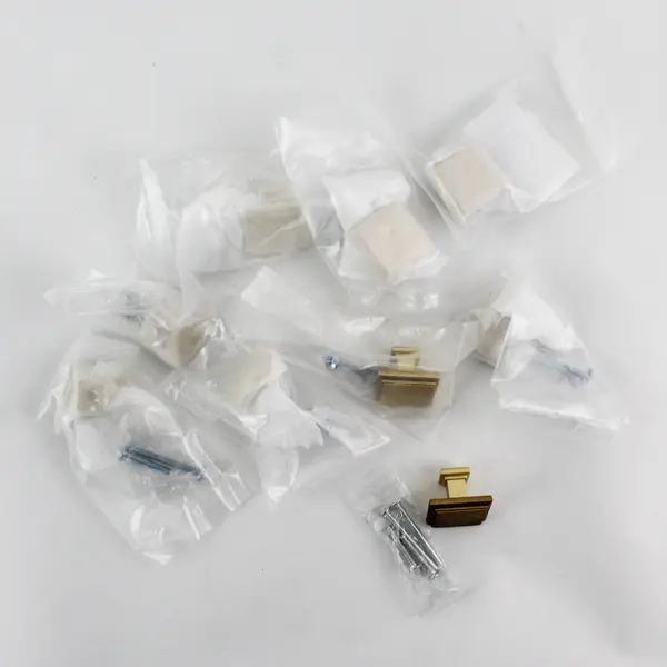 Lot of 9 Square Brass Cabinet And Drawer Handles 1.5"