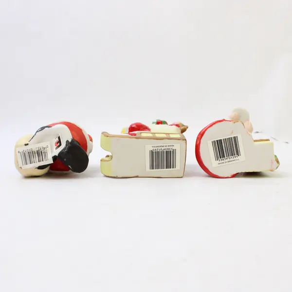 Lot of 3 Christmas Ceramic Figurines Santa Mrs Claus Sled Cake