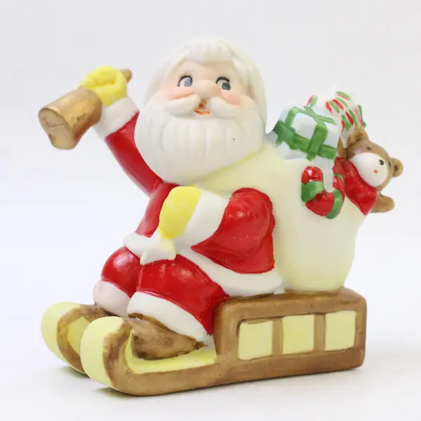 Lot of 3 Christmas Ceramic Figurines Santa Mrs Claus Sled Cake