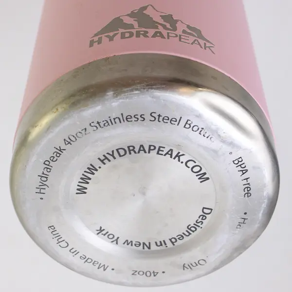 HydroPeak Pink Double Wall Insulated Stainless Steel Water Bottle 40 Oz 12" Tall