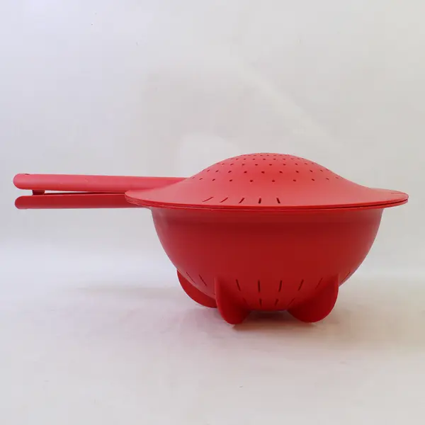 Tupperware Red Plastic 2 Piece Double Colander Strainer Drainer 2.8 L Capacity