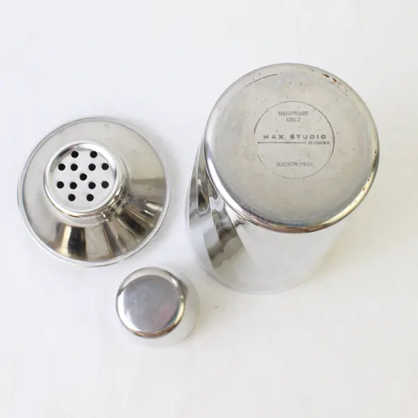 Set Of 3 Pc Max Studio Homes Stainless Steel Cocktail Shaker 28 Oz 10.5" Tall
