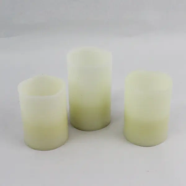 Lot of 3 LED Battery Operated Cream Color  Round Flameless Candles 