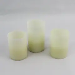 Lot of 3 LED Battery Operated Cream Color  Round Flameless Candles 