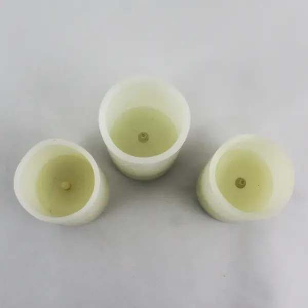 Lot of 3 LED Battery Operated Cream Color  Round Flameless Candles 
