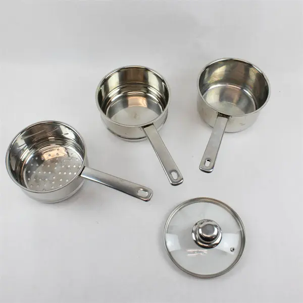 Set Of 4 Culinary Edge Stainless Steel 3-Tier Steamer/Double Boiler/Base Pot/Lid