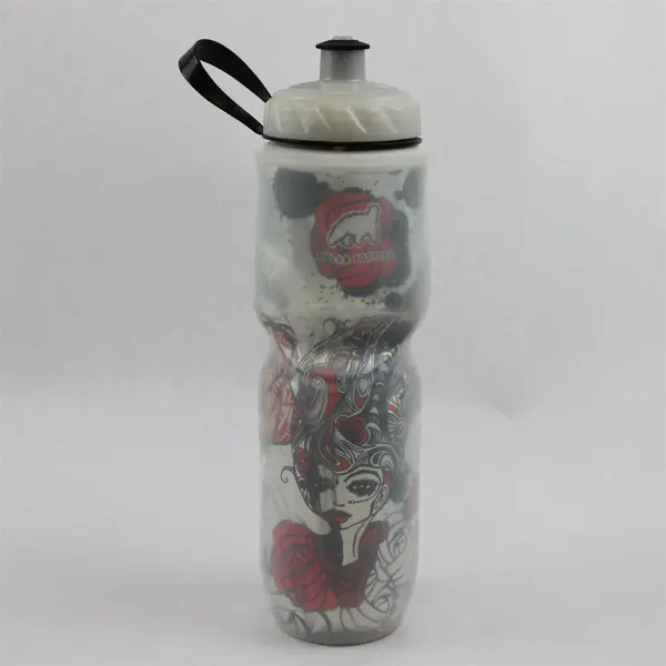 Polar Bottle Black/Red/Gray Insulated Plastic Sports Water Bottle 24 Oz 11" Tall