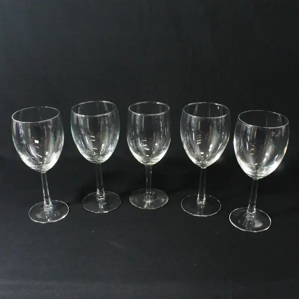 Lot of 5 Unmatched Hexagon Stemmed Crystal Red Wine Glasses 7 Inches Tall 