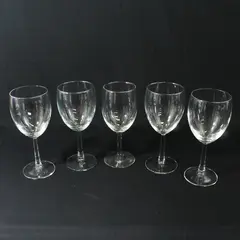 Lot of 5 Unmatched Hexagon Stemmed Crystal Red Wine Glasses 7 Inches Tall 