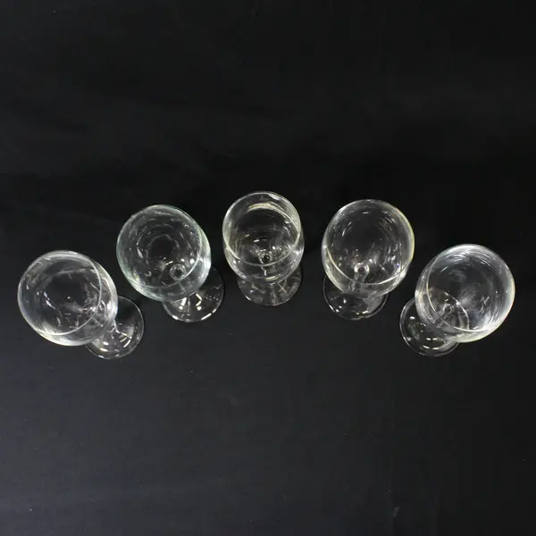 Lot of 5 Unmatched Hexagon Stemmed Crystal Red Wine Glasses 7 Inches Tall 