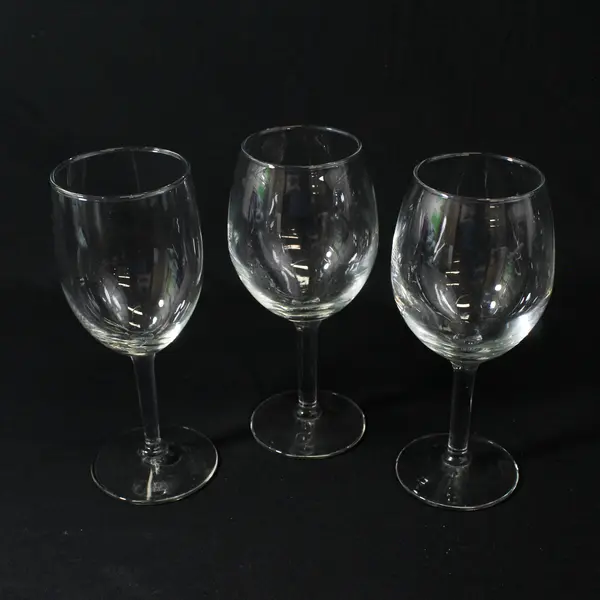 Set of 5 Mismatched Crystal Wine Glasses With Round Stems 7.5" tall