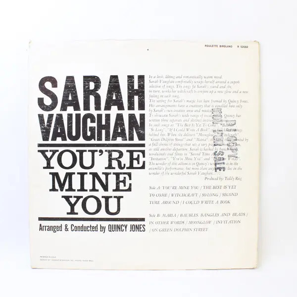 Sarah Vaughan You're Mine You 12" Vinyl Record